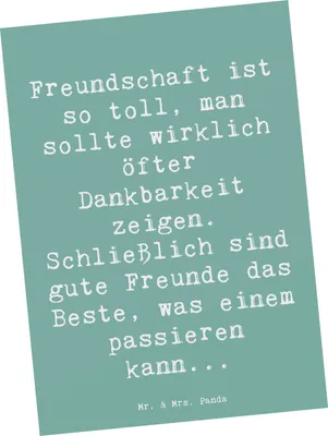 Produktbild von Mr. & Mrs. Panda Postkarte Spruch Dankbarkeit für Freundschaft - Meeresbrise - Geschenk, Motivation, Grußkarte, wahre, Postkarten, Stimmung, Ansichtskarten, Ansichtskarte
