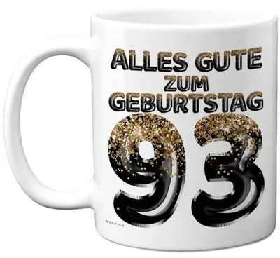 93. Geburtstagstasse mit Glitzerballons, 325 ml Keramik, spülmaschinengeeignet