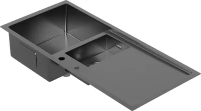 Obrázek produktu pro Klarstein TitanSteel kuchyňský dřez s odkapávačem, 100 x 45 cm, 2 dřezy, nerezová ocel, odolný vůči teplu