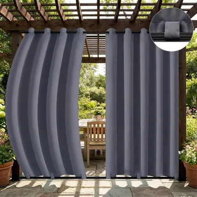 Produktbild von 1x Garden Outdoor Vorhang Wetterfest Mit ösen Wasserdicht extra breite Privatsphäre UV-Schutz für Balkon Terrasse Patio Pavillon, 180x213cm,Dunkelgrau