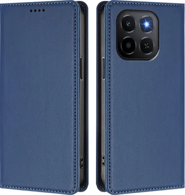 Image de Etui en cuir pour Honor X6C/Honor X5b/X5b Plus, étui magnétique en cuirPolyuréthaneavec support Bleu foncé