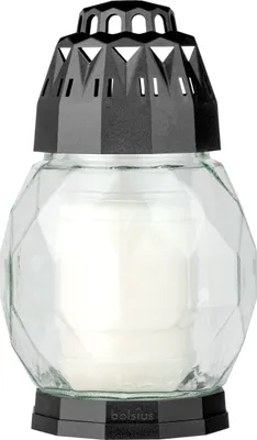 Produktbild von Bolsius Grablaterne Diamond aus Glas weiß 178/108 mm