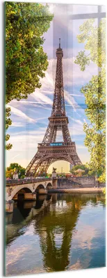 Produktbild von Designer Glasbild - Wandbild - Glas Bild - 50x125 cm - Eiffelturm Zwischen Den Bäumen