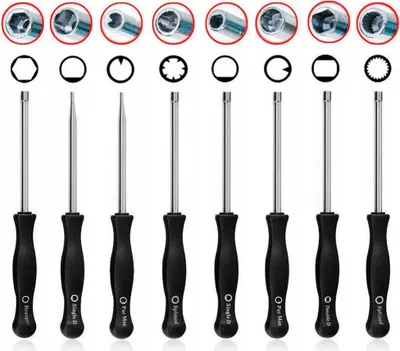 A set of 10 carburetor adjustment tools laid out in two rows against a white background.