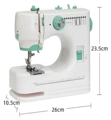 Immagine prodotto di Macchina da cucire portatile - Mini macchina da cucire - 12 tipi di punti - Illuminazione a LED - Pedale - Doppia asola - 220 V - Bianca