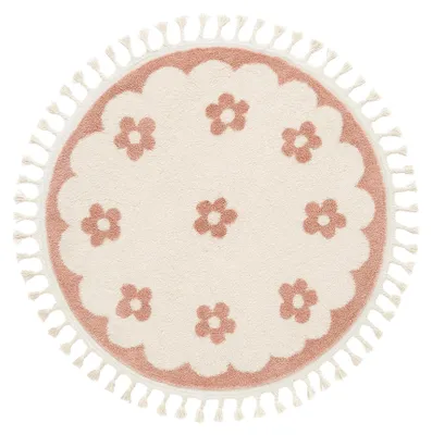 Produktbild von Volero - Waschbarer Kinderteppich Rund - Moos Flower Rosa - Ø 120cm - Children's room