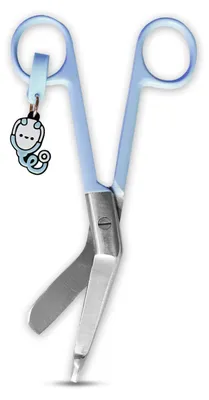Stumpfe Pflegeschere aus Edelstahl, blau, mit Anhänger