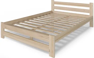Produktbild von Holzbett 120x200 cm mit Lattenrost Modern Bett Bed Kiefer Massiv Bettgestell Doppelbett Massivholzbett Klassisch | Boho Landhaus Kopfteil mittel natur