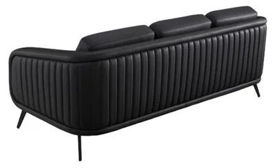 Produktbild von Sofa 3 Sitzer Polstersofa Schwarz Textil Sitz Design Couch Sofas Stoff Modern