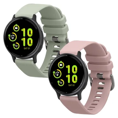 Produktbild von kwmobile 2x Uhrenarmband für Garmin vivoactive 5 / active 5 Armband - Fitnesstracker Band Set aus TPU Silikon - Ersatzarmband Smartwatch - Pastellgrün