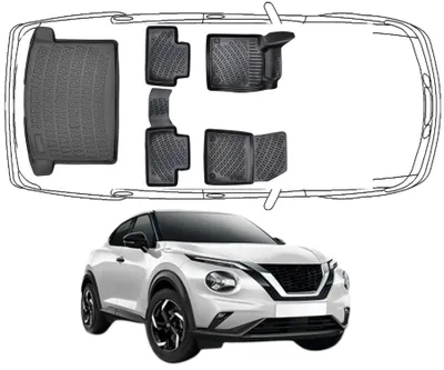Produktbild von 3D Fußmatten & Obere Kofferraumwanne Auto Set Kompatibel mit Nissan Juke 2.Gen 2019- 2025