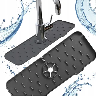 Produktbild von Silikonmatte für die Spüle – Abtropfmatte für die Küchenspüle unter dem Wasserhahn – schwarz