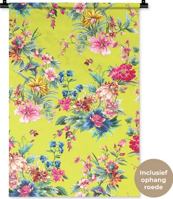 Produktbild von MuchoWow® Wandteppich Wandbehang Blumen - Pastell - Farben 60x90 cm Tapisserie Dekoration Wandtuch - Foto-Teppich - Abwaschbar