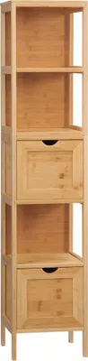 Produktbild von kleankin Badezimmerschrank, Hochschrank, Badschrank, Bambus, 30 x 30 x 140 cm