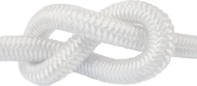 A close-up of a white rope tied in a knot.