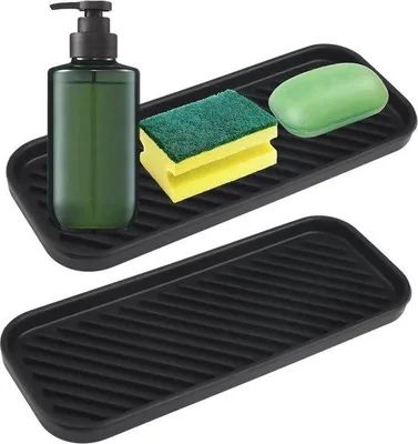 Produktbild von Famanu Sponshalter Silikon Organizer für Spüle - 23 x 9 cm (Schwarz)