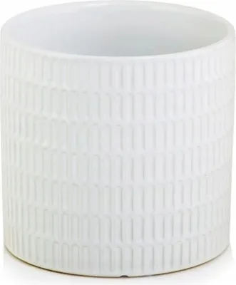Produktbild von Glasierte Keramik runder Blumentopf weiß 13 cm