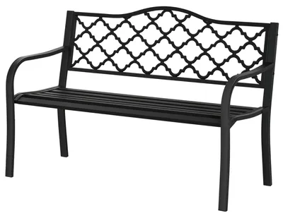Productafbeelding van Outsunny tuinstoel, 2-persoons, parkbank van metaal, zitbank geschikt tot 280 kg, kleur: zwart