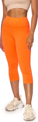 Image de Legging néon Bellivalini pour femme, taille haute, longueur 3/4, BLV50-298 (orange fluo, XS)
