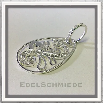 Produktbild von Edelschmiede925 tropfenförmiger Anhänger 925 Silber mit Zirkonias