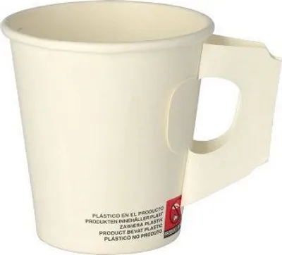 Produktbild von Papstar Pappbecher für Heißgetränke mit Henkel, 0,18 l weiß, 20 x 25 Stück