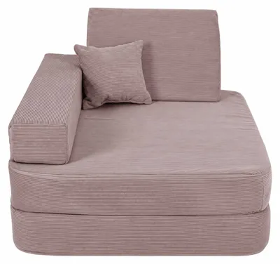 Immagine prodotto di Poltrona per bambini AngeLove 5 in 1 con funzione relax, realizzata in velluto di alta qualità, rivestimento lavabile. Divano gioco e angolo lettura per bambini, color taupe