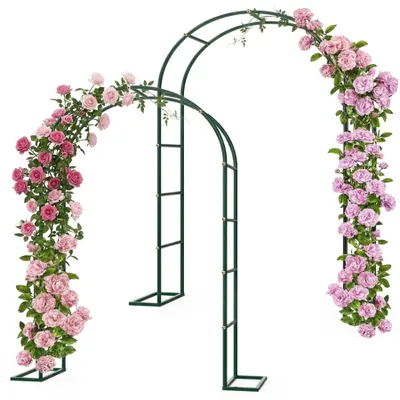 Produktbild von Speed 2x Rosenbogen aus Metall Stabil mit Abnehmbarer Basis, Rosenhilfe aus Gartenbogen Rankgitter Metall 230 x 180 x 38 cm / Grün
