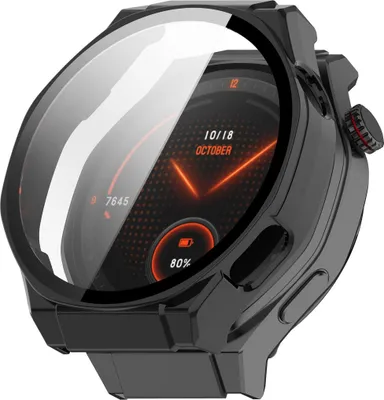 Image de Pour Honor Watch 5 Ultra étui de protection en plastique design + 9H verre dur noir