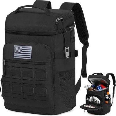 Produktbild von Taktischer Kühlrucksack für 40 Dosen, isolierter und auslaufsicherer Kühlrucksack für Damen und Herren, leichter, weicher Kühlrucksack mit Thermoisolierung