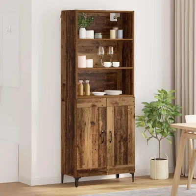 Zdjęcie produktu dla VidaXL Wysoka szafka, 2 sztuki, drewno z odzysku, 69,5 x 34 x 180 cm, płyta wiórowa