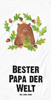 Produktbild von Mr. & Mrs. Panda Strandtuch Bär König - Weiß - Geschenk, Dad, Handtuch, Vatertag, Daddy, Papa, Badelaken, Duschtuch, Vater, Reisehandtuch, Teddy, Badehandtuch