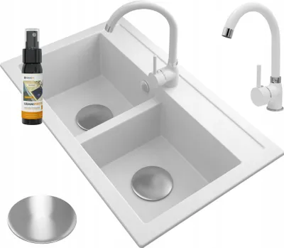 Produktbild von Granitan | Granitspüle DUET - 746 x 442 mm - Schwarz - Mit er Abflussabdeckung - Hochwertige Küchenarmatur