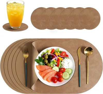 Produktbild von Tischsets im 6er Set aus Kunstleder mit Untersetzern