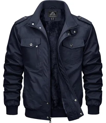 Productafbeelding van Herfst- en winterjas, gevoerd met fleece, cargojas, overgangsjas, katoen, donkerblauw, maat S