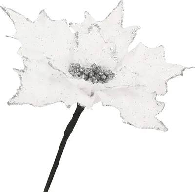 Produktbild von SPRINGOS Weihnachtsstern Poinsettie 26 cm Adventsstern Kunstblume Dekoration Kränze Christbaum (Weiß 26 x 23 cm)