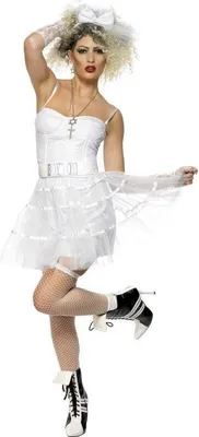 Produktbild von 80er Jahre Damenkostüm weiß mit Tütü Kostüm 80iger Girl Gr. M / 40 - 42