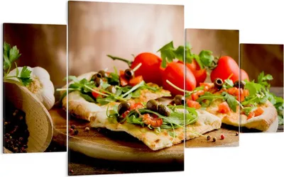 Produktbild von Bild auf Leinwand - Leinwandbild - Pizza Vegetarier Italien Essen - 160x90cm - Wand Bild - Wanddeko - Leinwanddruck - Bilder - Kunstdruck - Wanddekoration - Leinwand bilder - Wandkunst - DL160x90-2540