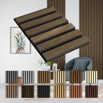 Zdjęcie produktu dla Panele akustyczne HEXIM, 280x30 cm, panele ścienne, duże, lameliowane, MDF, drewno, 0,85 m², XXL, naturalna okleina drewniana, grubość 21 mm, filc