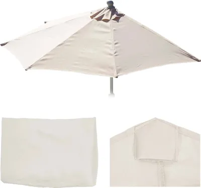Obrázok produktu pre Náhradný poťah pre slnečník polkruhový Parla, náhradný poťah na slnečník, 270cm látka/textil UV 50+ 3kg ~ krémová