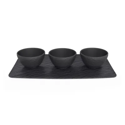 Image de Villeroy & Boch Set de 4 coupelles à dips Manufacture Rock Noir