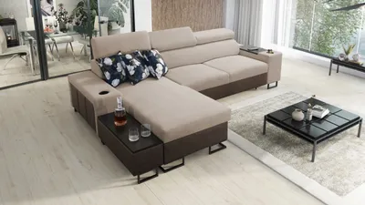 Obrázek produktu pro Kaiser Möbel  moderní rohová sedací souprava MELODY I MINI s USB, Tauro/Freya hnědá/tmavě béžová levá