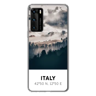 Produktbild von MuchoWow® Handyhülle Schutzhülle Hülle für Huawei P40 Italien - Nebel - Wald - Baum Silikon Softcase Handy Hülle - Handytasche