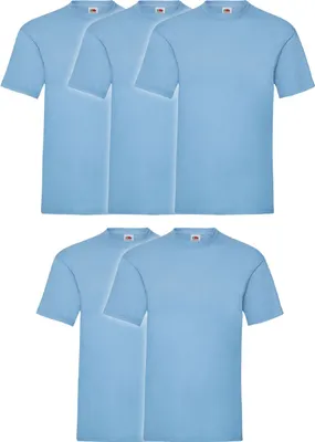 Produktbild von 5er Pack Fruit of the Loom Valueweight T-Shirt + GRATIS MyShirt Stoffbeutel Farbe: pastellblau Größe: 2XL