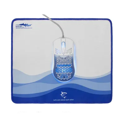 Image de Souris de jeu White Shark + GMP-2201 Megalodon Pad, bleu-blanc