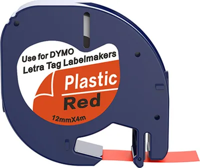 Produktbild von Dymo Compatible LetraTag 91203 (S0721630) Band schwarz auf rot 12 mm x 4 m