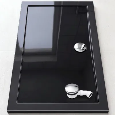 Produktbild von doporro Duschtasse Duschwanne 90x160x4 flach inkl. Ablaufgarnitur AL02 aus Acryl in Weiß DIN-Anschlüsse für bodenebene Montage geeignet Faro2
