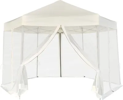 Produktbild von Vidaxl Partytent Popup Hexagonal mit 6 Seitenwänden 3.6x3.1 M Creme Weiß