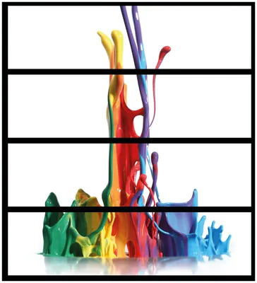 Produktbild von Wallario Möbelfolie / Aufkleber, geeignet für Ikea Malm Kommode mit 4 Schubfächern - Farbklecks von links - Bunte Farben auf Abwegen