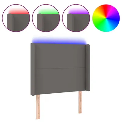 Produktbild von vidaXL LED Kopfteil Grau 93x16x118/128 cm Kunstleder