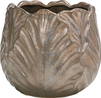 Produktbild von Dehner Übertopf Romaine, bauchige Form, Indoor Blumentopf, Ø außen 16 cm / innen 12.1 cm, Höhe 15 cm, Keramik matt, bronze-farben